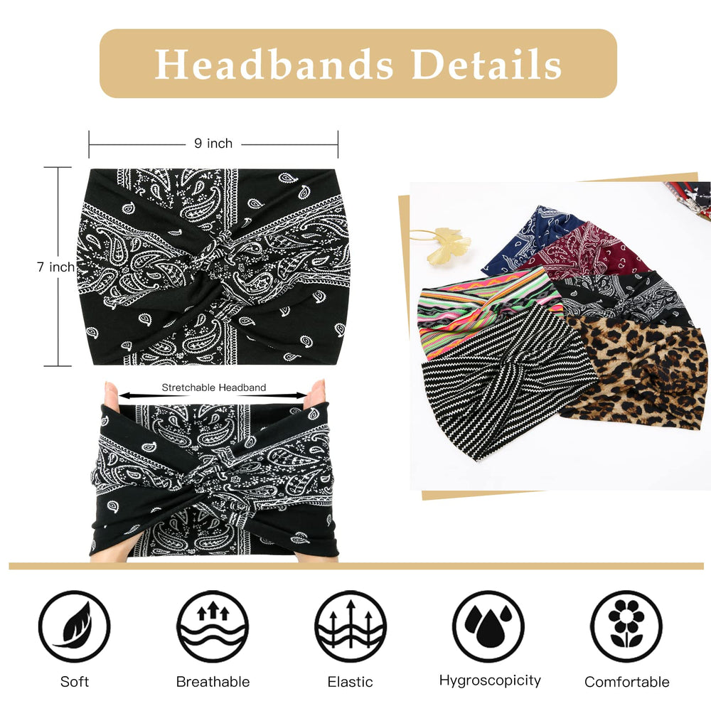 Tobeffect boho turban headband stretchy material for comfortable fit during workouts