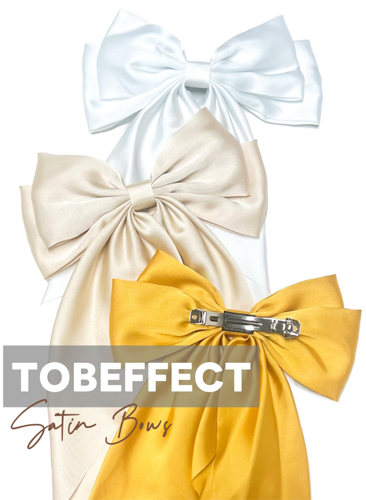 Tobeffect hair bows champagne clip offers versatile color with soft sheen for events.