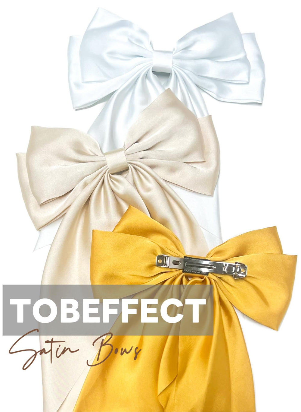Tobeffect hair bows champagne clip offers versatile color with soft sheen for events.