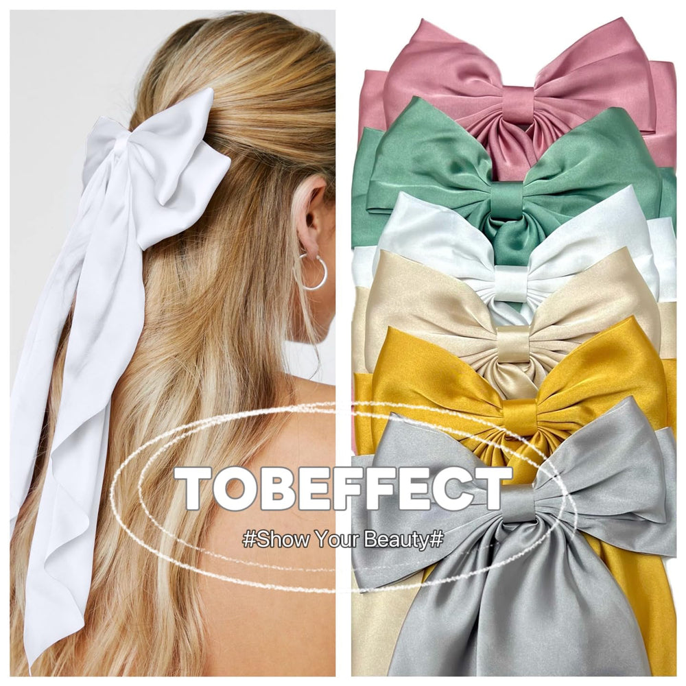 Tobeffect hair bows large satin white clip adds light, refined touch to hairstyles.