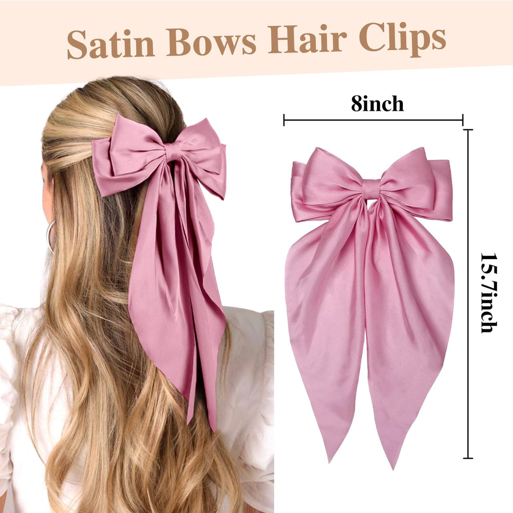 Tobeffect hair bows long-tail pink, playful accent for ponytails and updos.