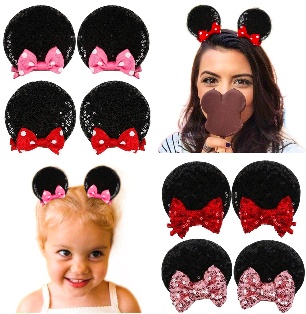Tobeffect mouse ears clip in black glitter, lightweight and comfortable for all-day wear.