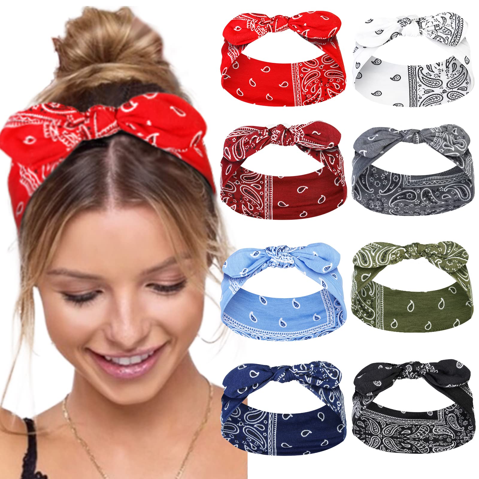 Tobeffect Paisley bandana headband with bow-front offers all-day style and comfort.