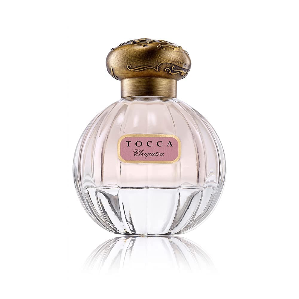 TOCCA Cleopatra perfume bottle closeup highlighting warm floral notes for everyday allure