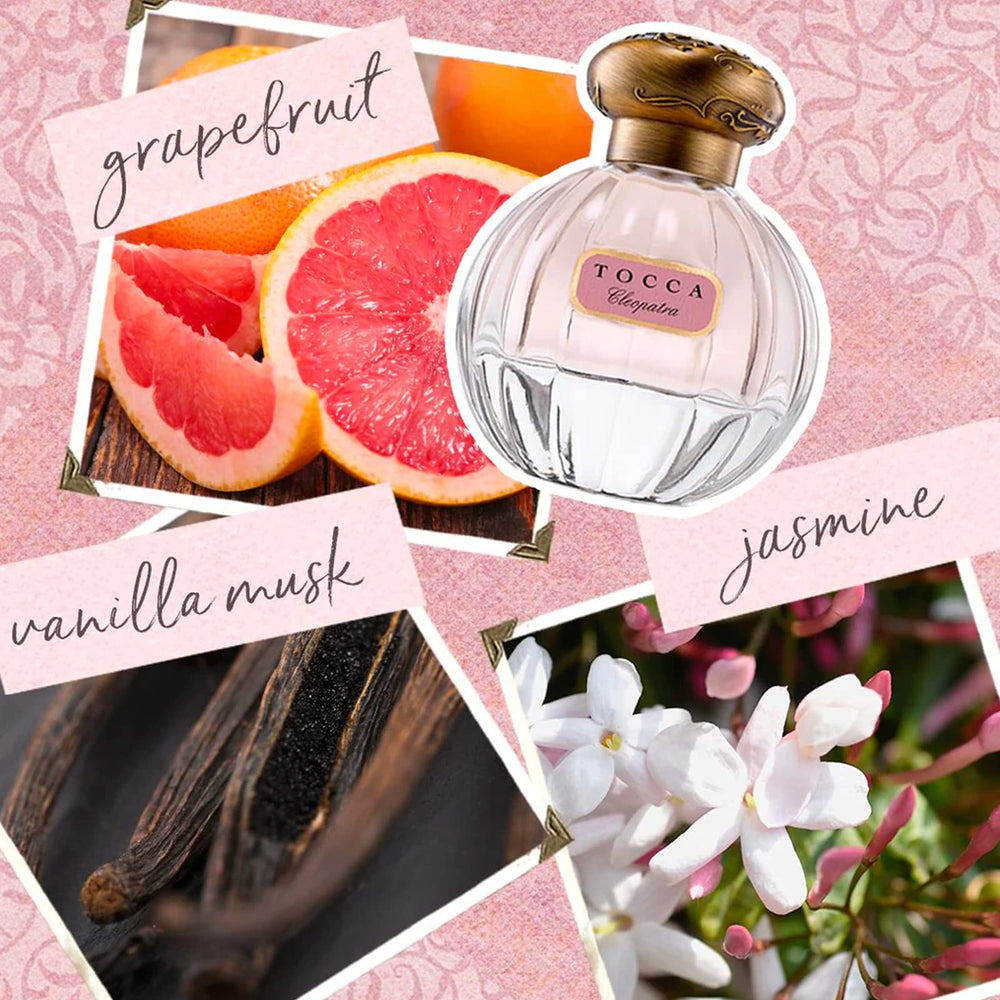 TOCCA Cleopatra perfume note-graphic communicates grapefruit and jasmine aroma