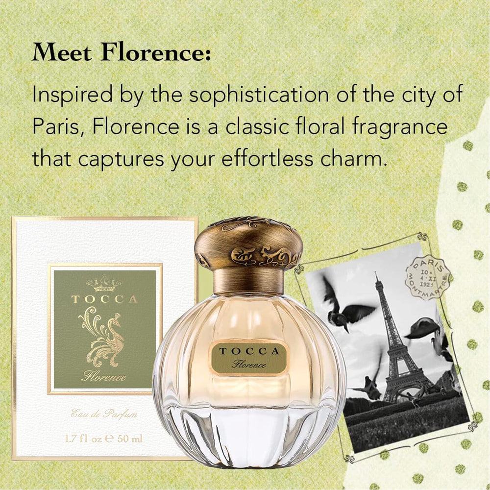 TOCCA Florence fragrance spray enabling easy layering with body products.