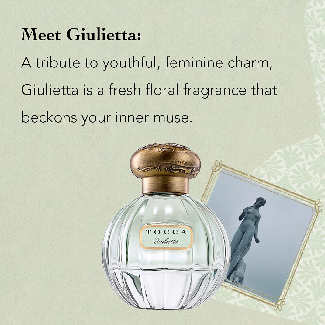Tocca Giulietta top notes image emphasizing ylang-ylang, apple, and tulips