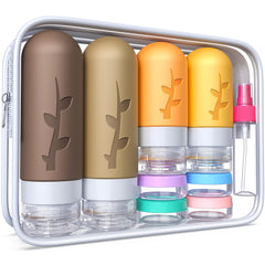 Tocelffe 18-pack travel containers keep toiletries organized for hassle-free airport security.