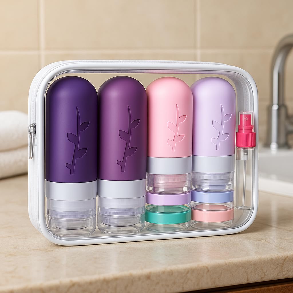 Tocelffe 2 oz silicone bottles ideal for compact travel sizes