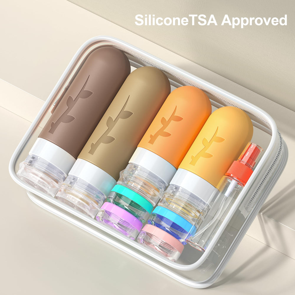 Tocelffe silicone bottles 3oz are ideal for liquids and gels on trips.