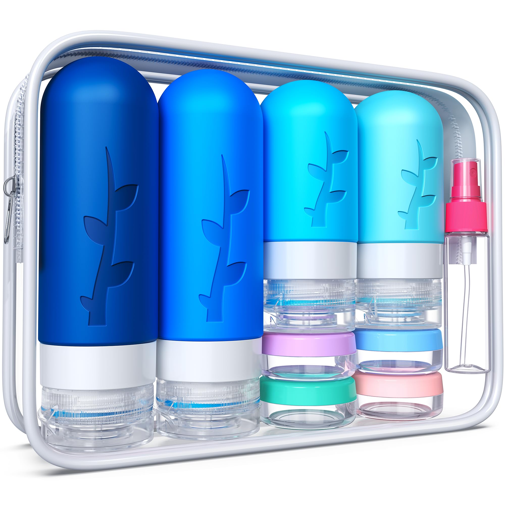 Tocelffe travel bottles with leak-proof silicone containers for safe carry-on toiletries.