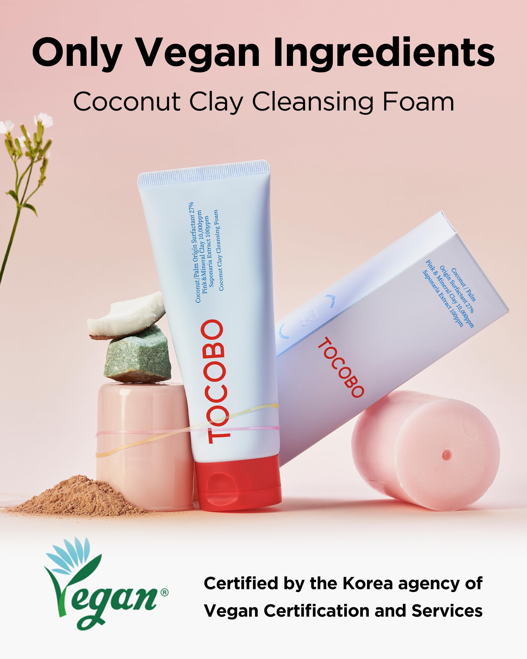 TOCOBO Coconut Clay Cleansing Foam rinse-face reveal of clean skin