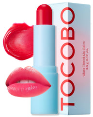 TOCOBO Glass Tinted Lip Balm 011 Flush Cherry packshot with vibrant color for daily wear.