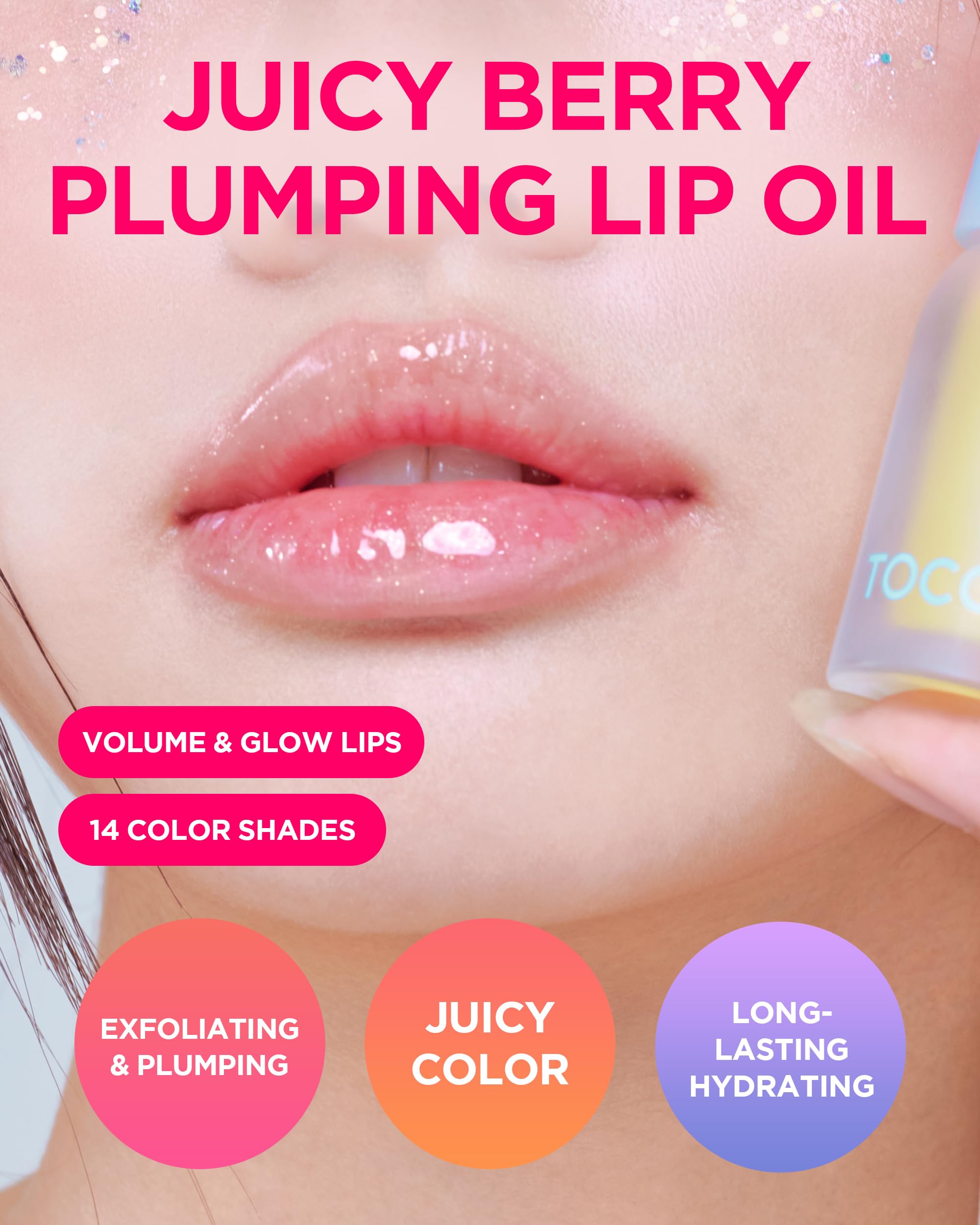 TOCOBO Juicy Berry Lip Oil uses a silicone applicator for precise application.