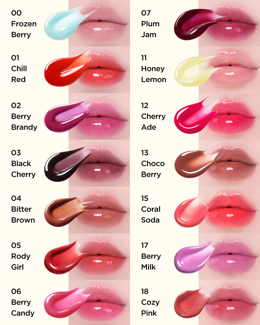 TOCOBO Juicy Berry Lip Oil glossy swatch demonstrates non-sticky, long-lasting shine
