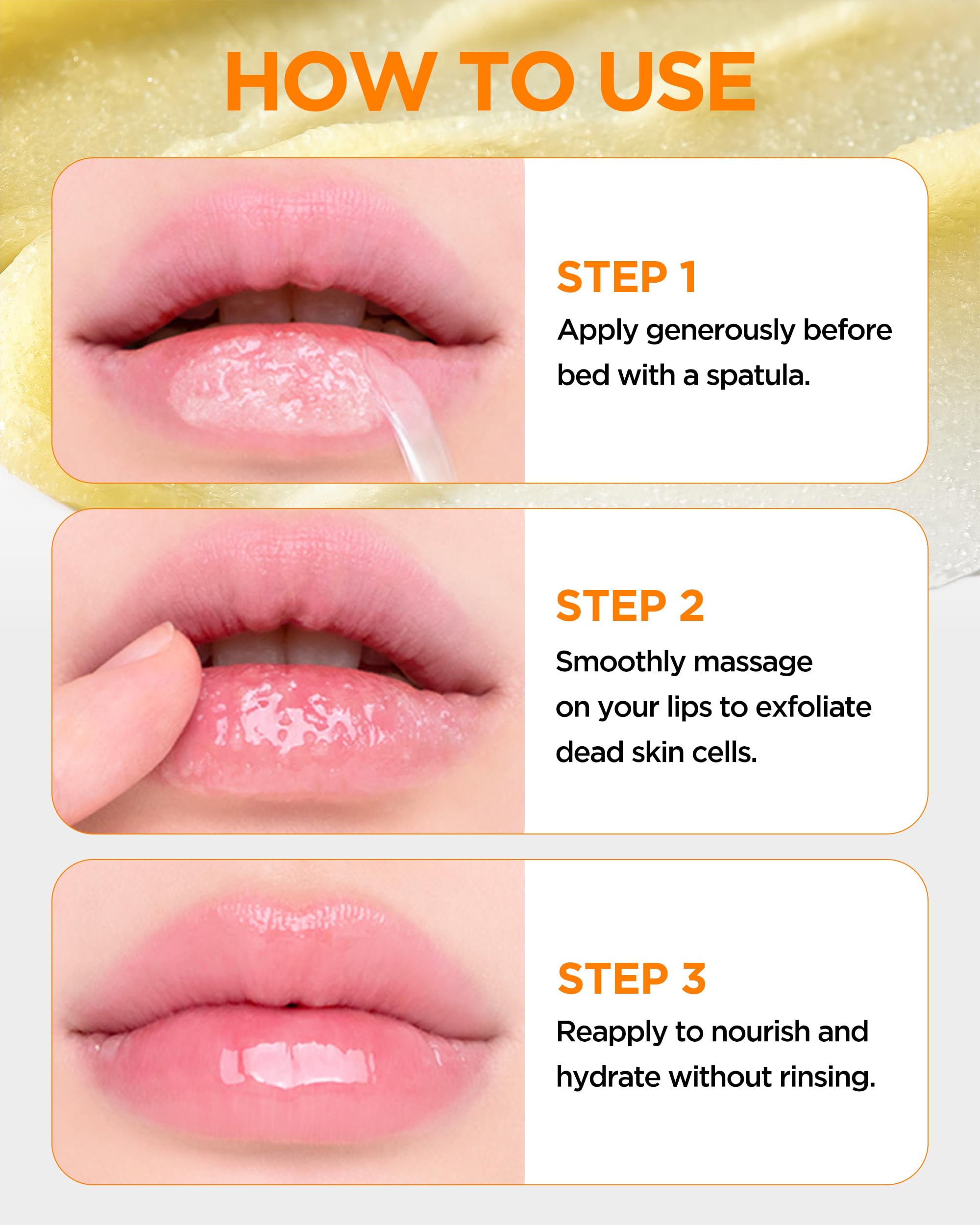 TOCOBO Lemon Sugar Lip Mask lemon essential oil delivers gentle skin-softening benefits.