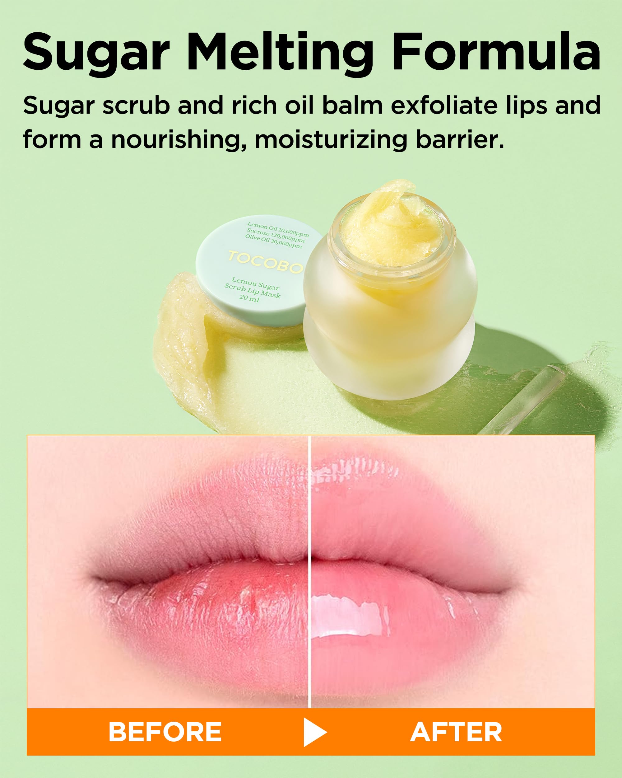TOCOBO Lemon Sugar Lip Mask sugar crystals exfoliate while moisturizing.