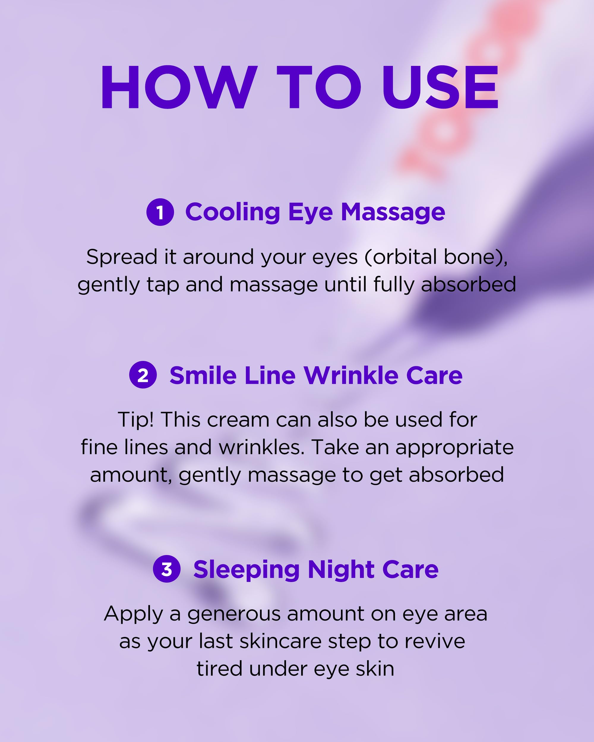 TOCOBO product near the eyes shows soothing, hydrating application for fatigue signs