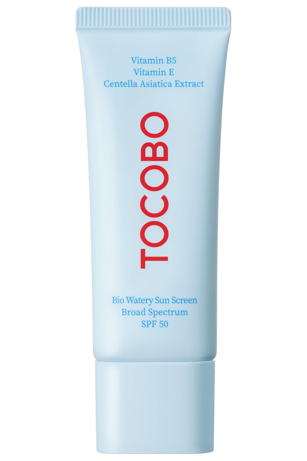 TOCOBO US Bio Watery Sunscreen SPF50 bottle on white background for everyday sun protection