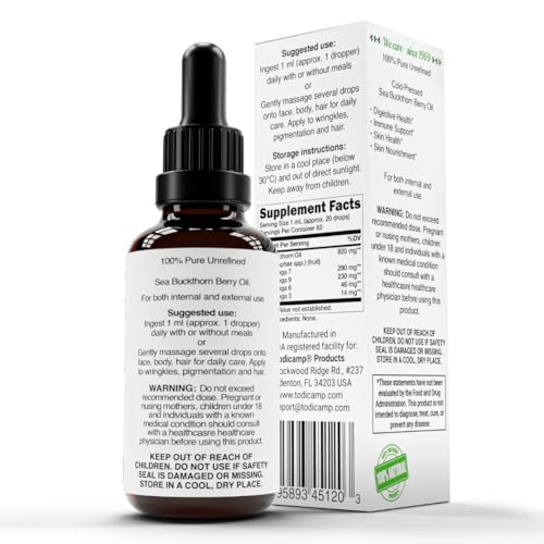 TODICAMP Sea Buckthorn Oil pour reveals a golden elixir for hydration.