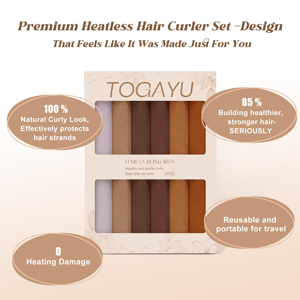 Togayu jumbo soft rollers in use create defined, heat-free curls by morning