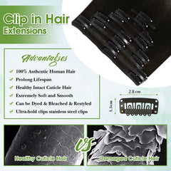 TOHASI clip-ins with stainless steel clips and soft rubber protect scalp.