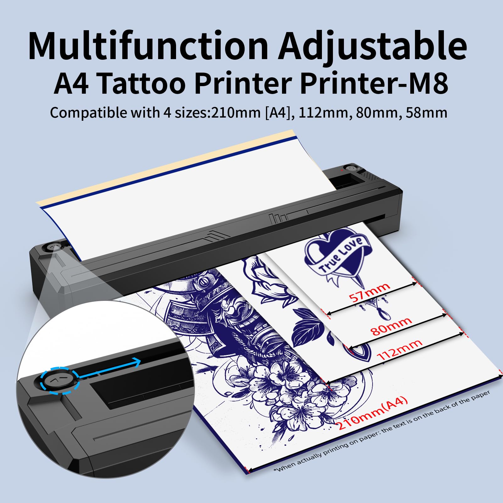 TOHUNZO tattoo stencil printer battery image illustrating 1500mAh power for longer sessions