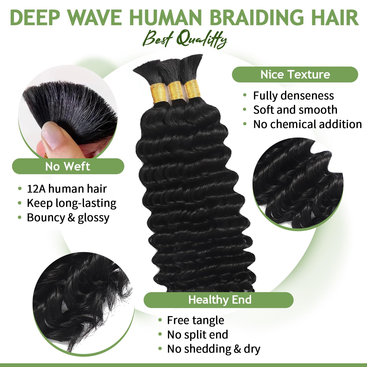 TOIJOI boho braiding hair 20inch deep water wave with vibrant curls