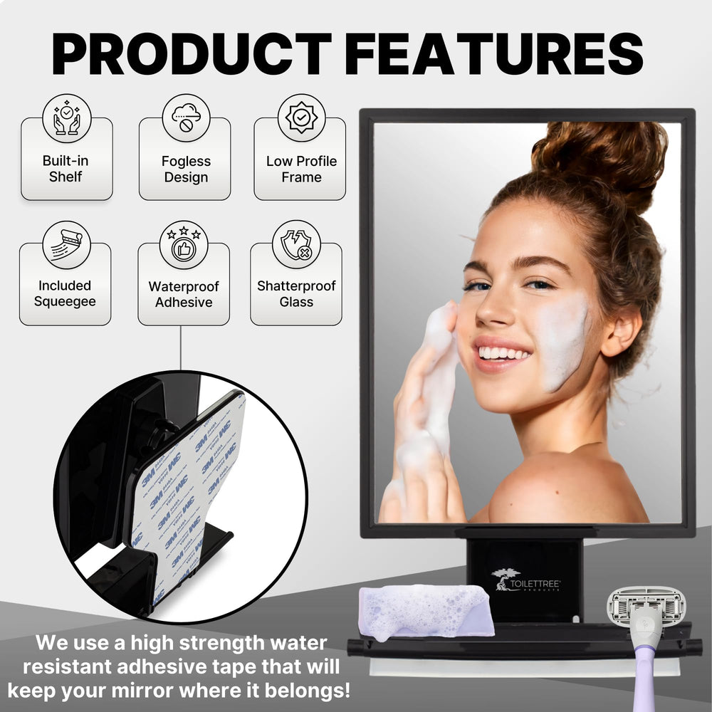 ToiletTree Fogless Shower Mirror impact-resistant design stays durable over time