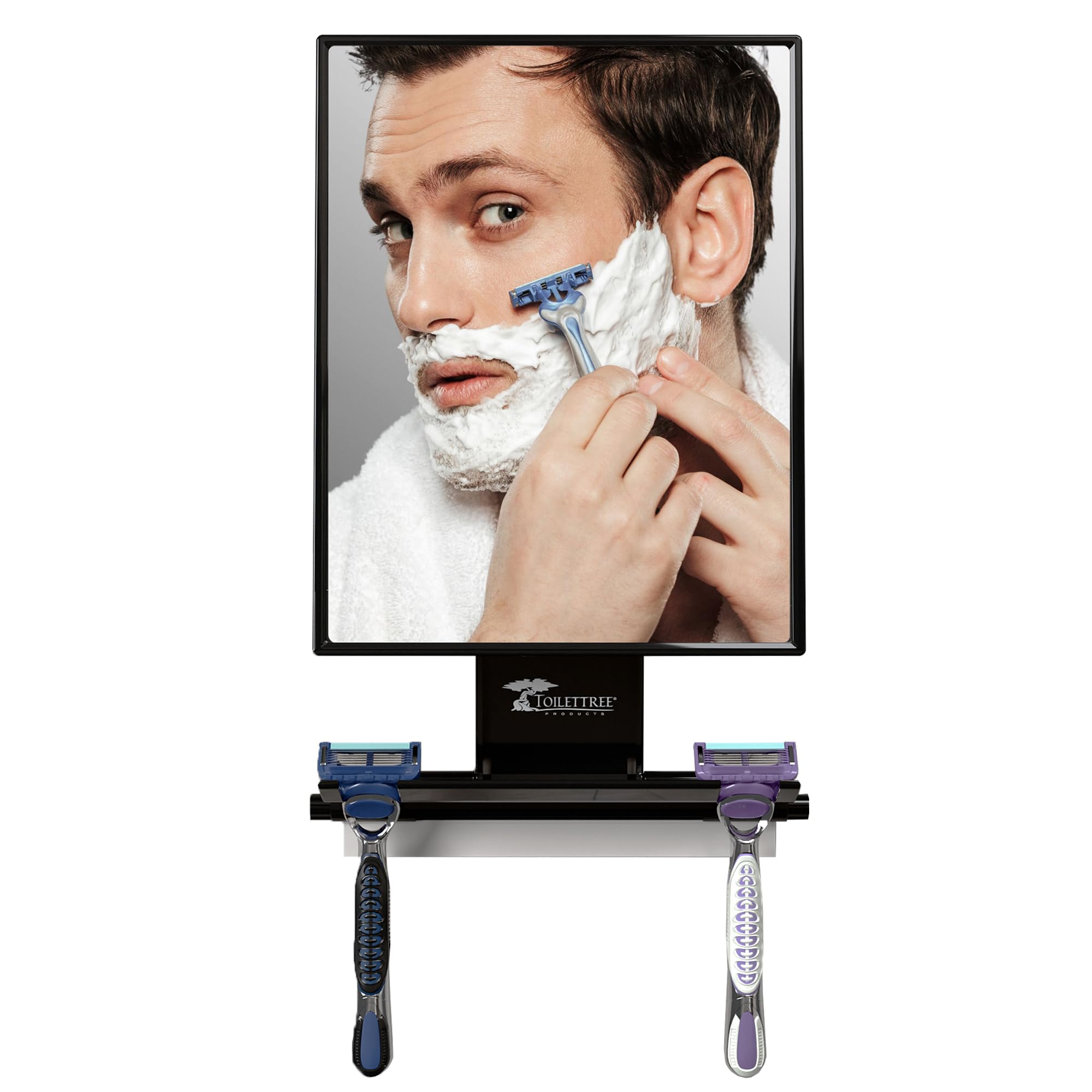 ToiletTree Fogless Shower Mirror tall face view for crystal-clear grooming in the shower