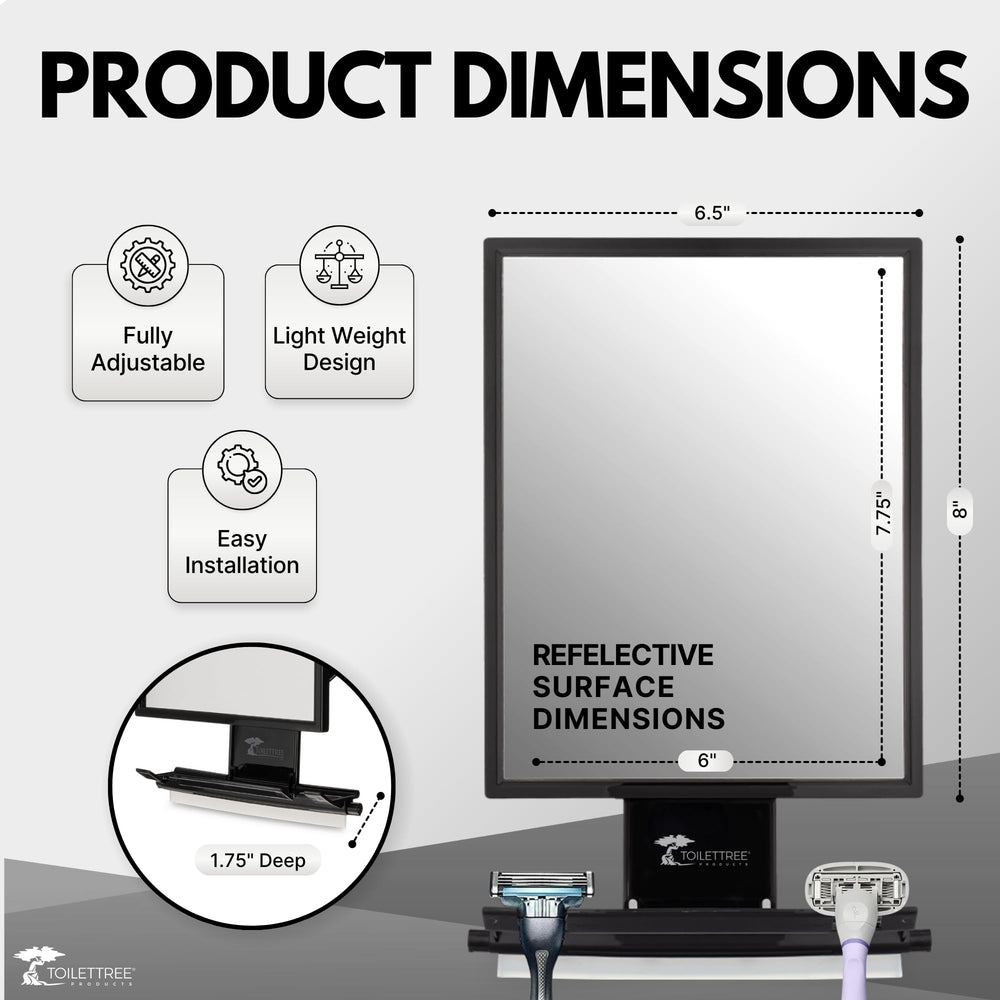 ToiletTree Fogless Shower Mirror water-chamber fill enables easy warm-water fog prevention