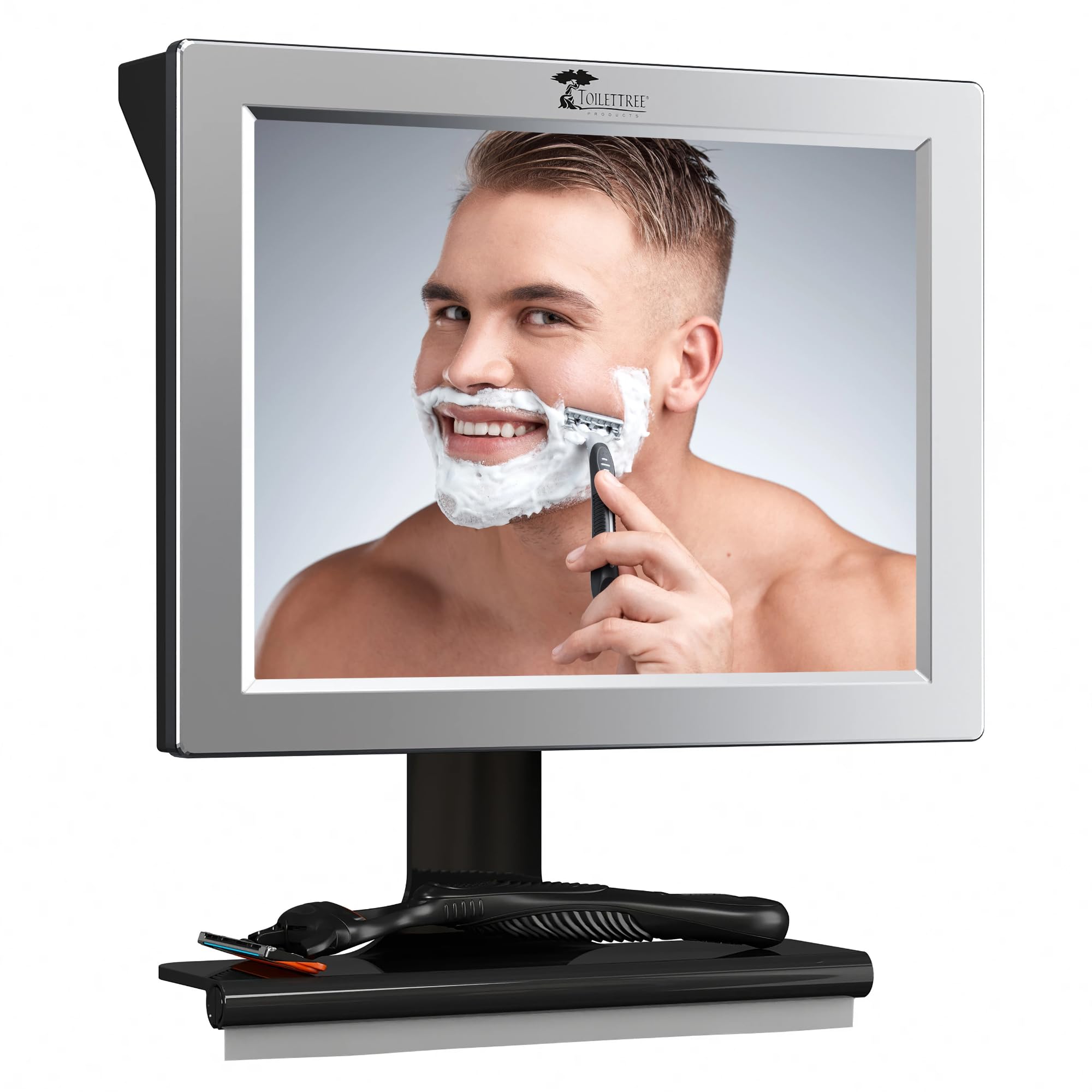 ToiletTree fogless-shower-mirror offers crystal-clear visibility for shaving in the shower