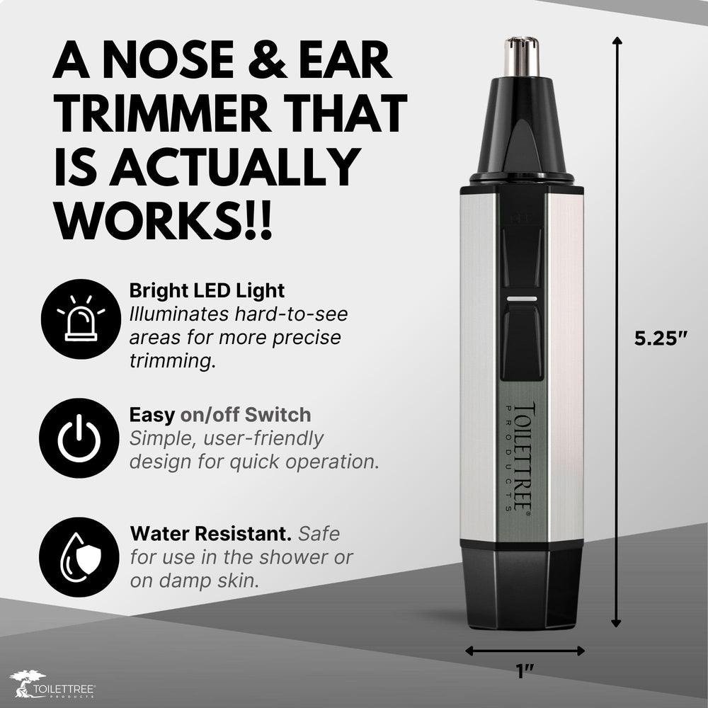 ToiletTree nose hair trimmer in use for ears and nose