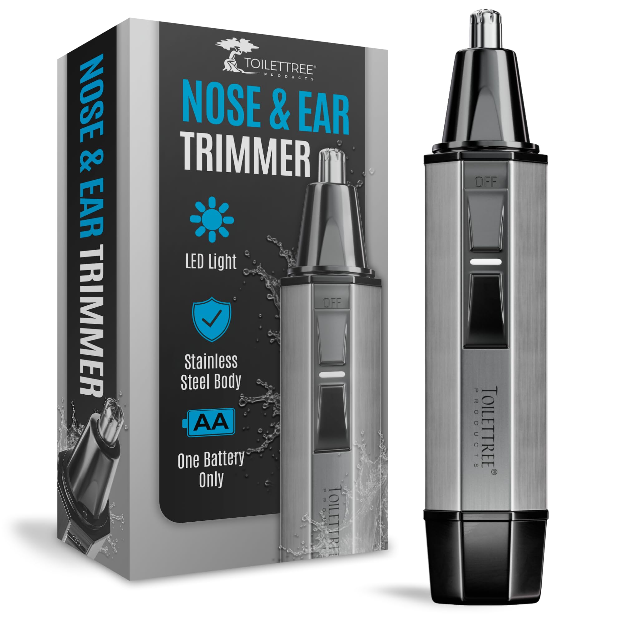 ToiletTree nose hair trimmer LED light close-up for precise grooming
