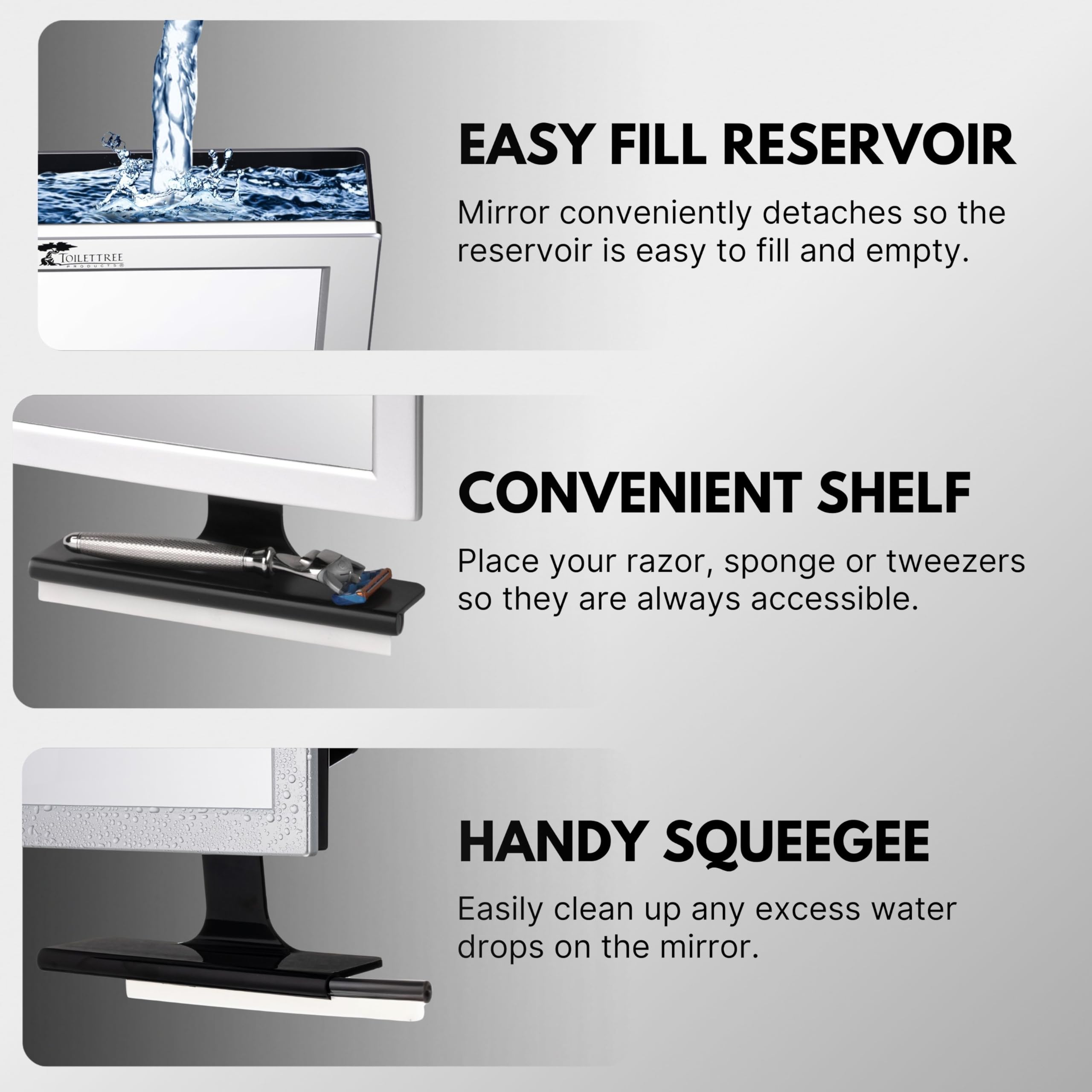 ToiletTree rust-proof-material emphasizes durable, long-lasting bathroom mirror construction