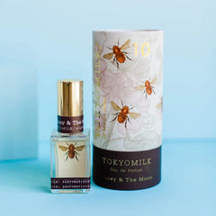 TOKYOMILK Honey & The Moon glass bottle highlights luxury and lasting scent presence.