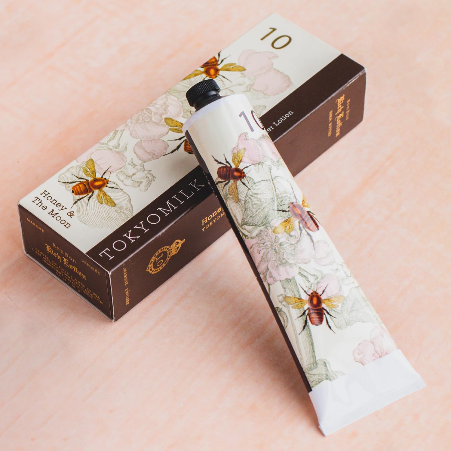 TOKYOMILK Honey & The Moon Handcreme swatch on skin demonstrates deep moisture.