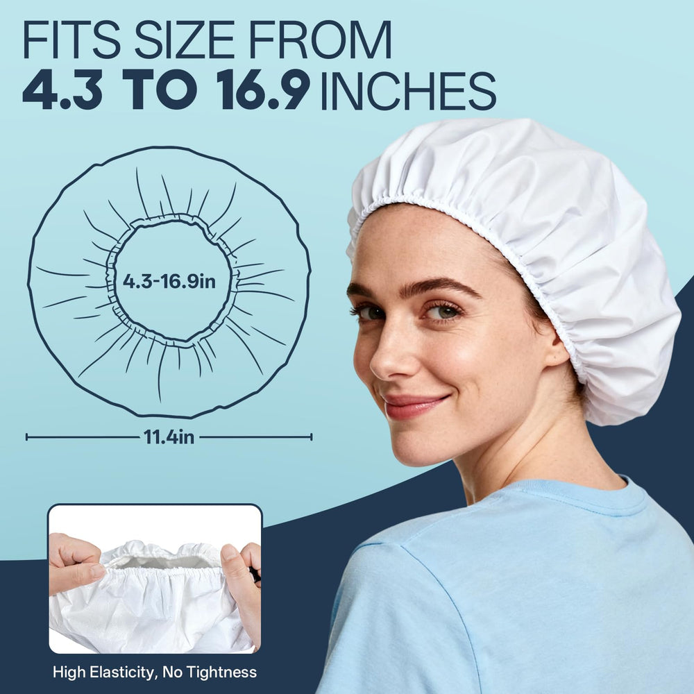 Tolnetr shampoo caps made from durable PE non-woven material.