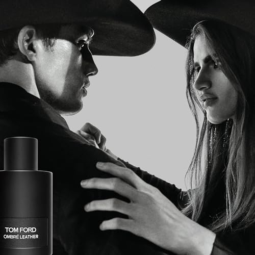 Tom Ford Ombre Leather spray bottle in motion for day or night wear.