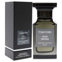 Tom Ford Oud Wood black packaging highlights premium luxury and silhouette.