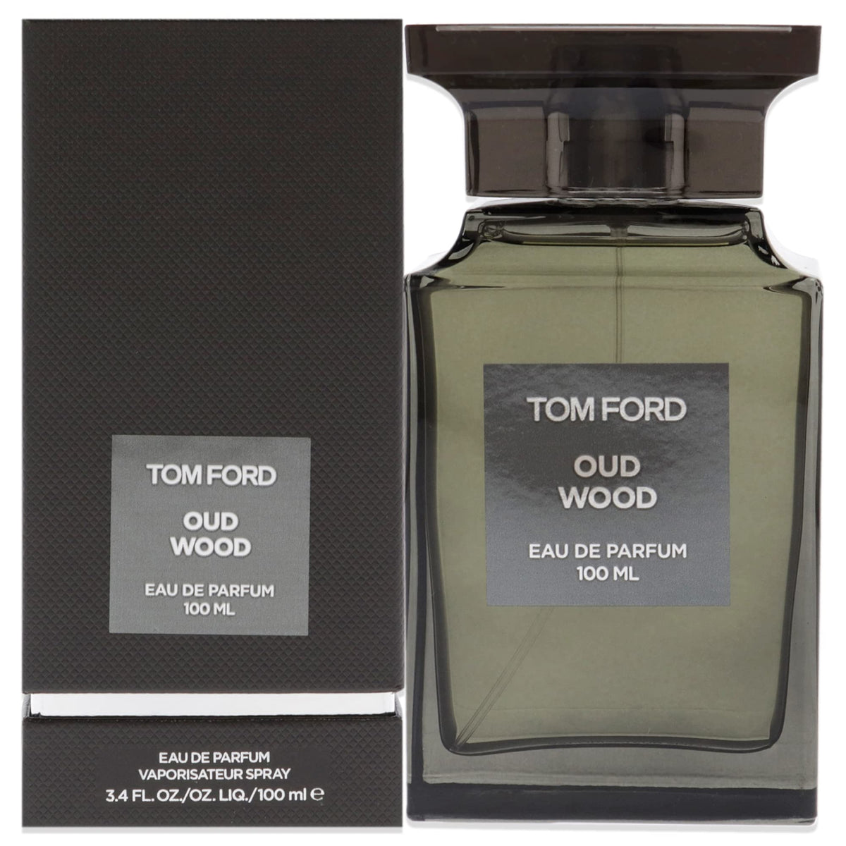 Tom Ford Oud Wood bottle-front features refined oriental woody fragrance for all occasions.