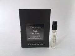 Tom Ford Oud Wood sample bottle, compact travel-friendly fragrance to test before buying