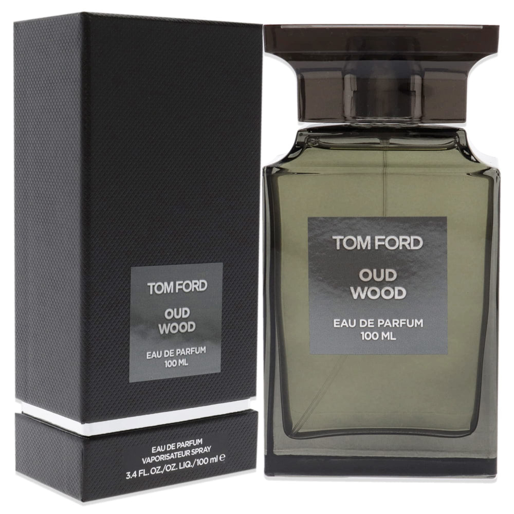 Tom Ford Oud Wood packaging display suggests luxury gifting and timeless appeal.