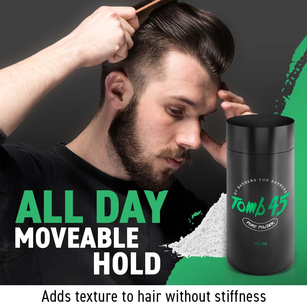 Tomb45 Pure Powder matte finish on hair for natural texture