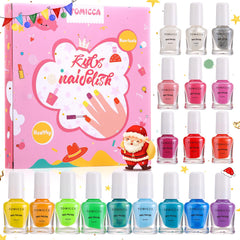 TOMICCA Kids Nail Polish Set box packaging with 18 colors for gift-ready crafts