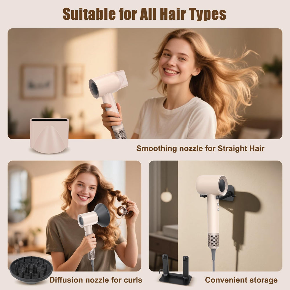 Tomler Hair Dryer concentrator and diffuser attachments for precision and curl definition