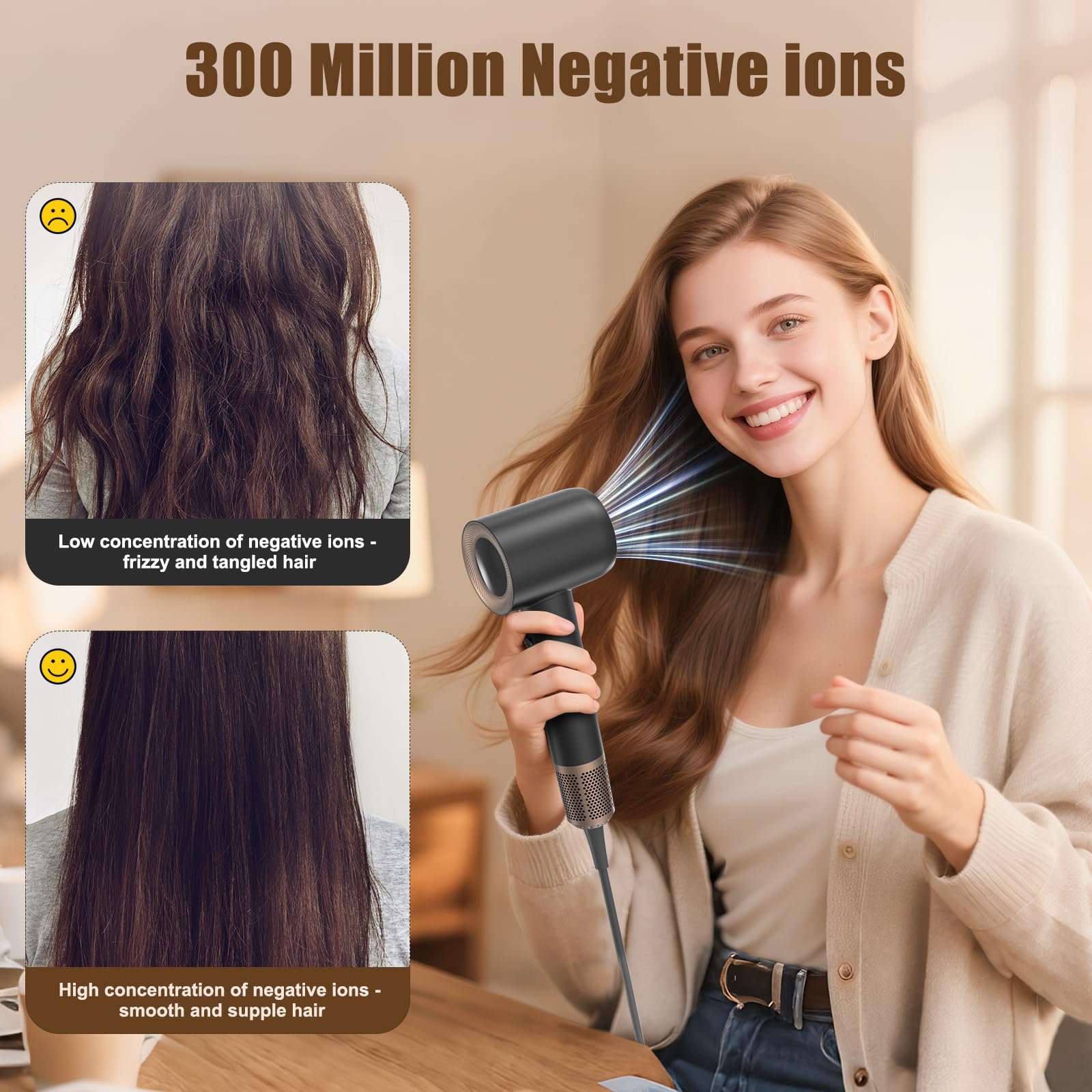 Tomler ionic function releases 300 million ions to condition hair