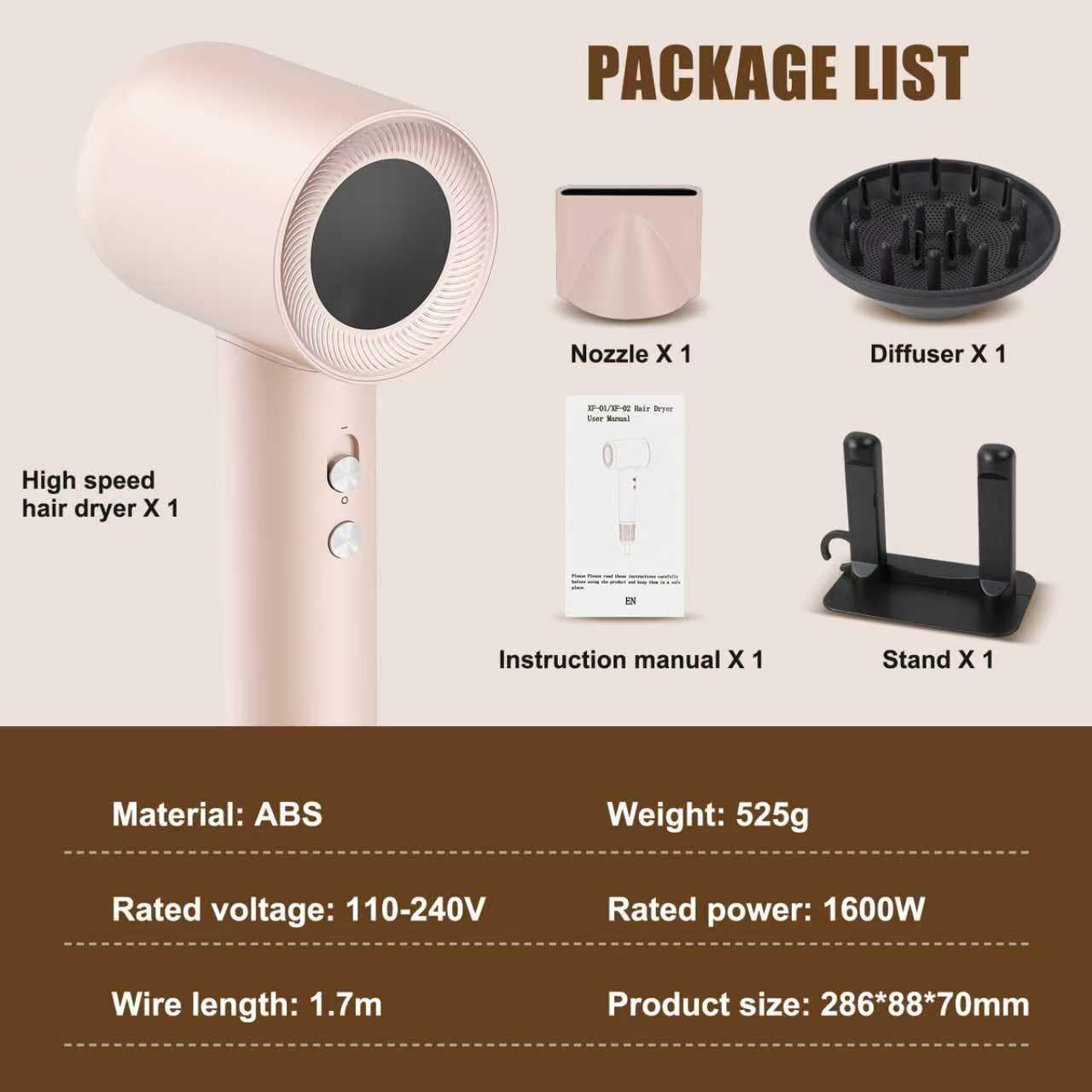 Tomler Hair Dryer travel pink enables on-the-go drying and compact storage