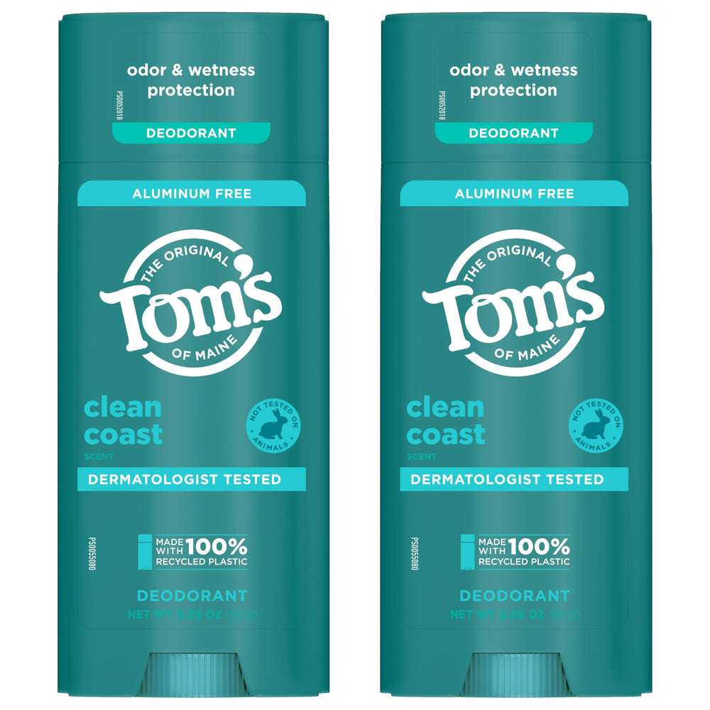 Tom's of Maine Clean Coast uses recycled plastic packaging for sustainability.