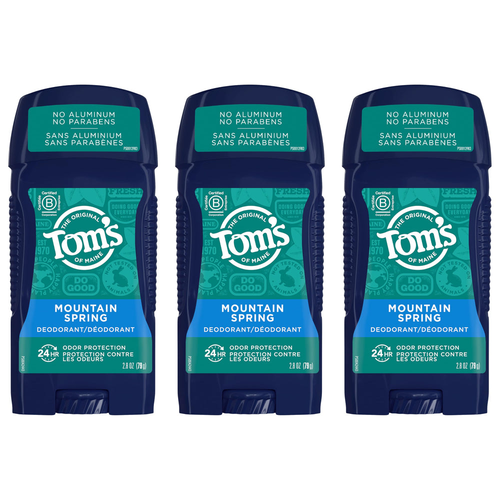 Tom's of Maine eco-friendly packaging and B Corp commitment visuals.